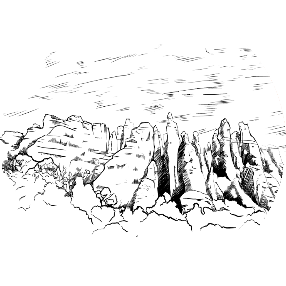 drawing of cliffs at devil's garden
