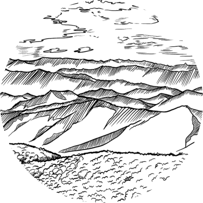 drawing of blue ridge mountains