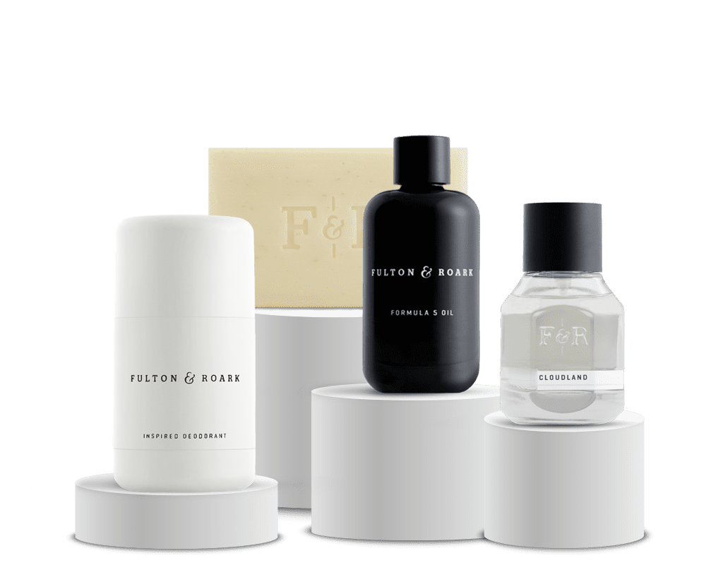 Set with Extrait, formula 5 oil, deodorant, and bar soap