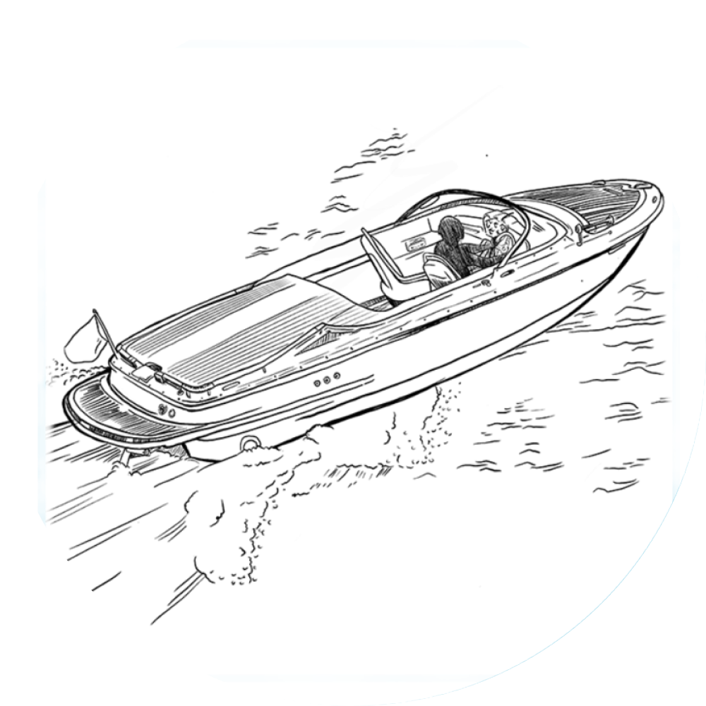 drawing of a boat in the water