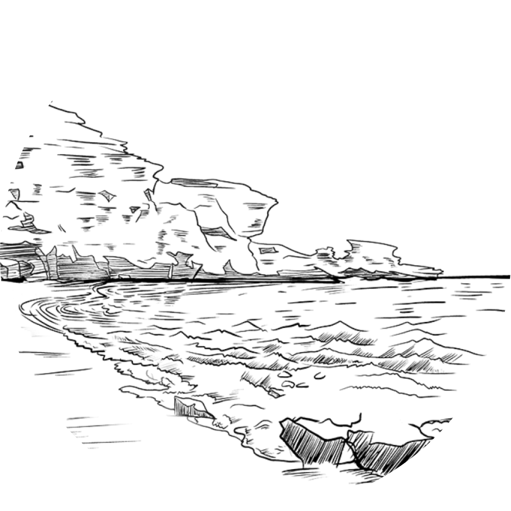 drawing of mahana beach